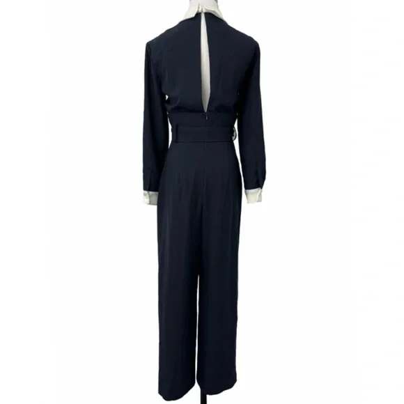 NEW Zara Woman navy wide leg belted jumpsuit - Picture 5 of 11